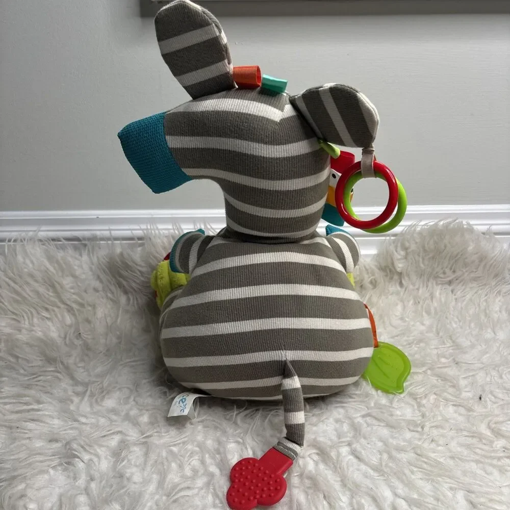 DOLCE Stuffed Zebra Play Learn Interactive Sensory Toy Striped Fabric Toddler